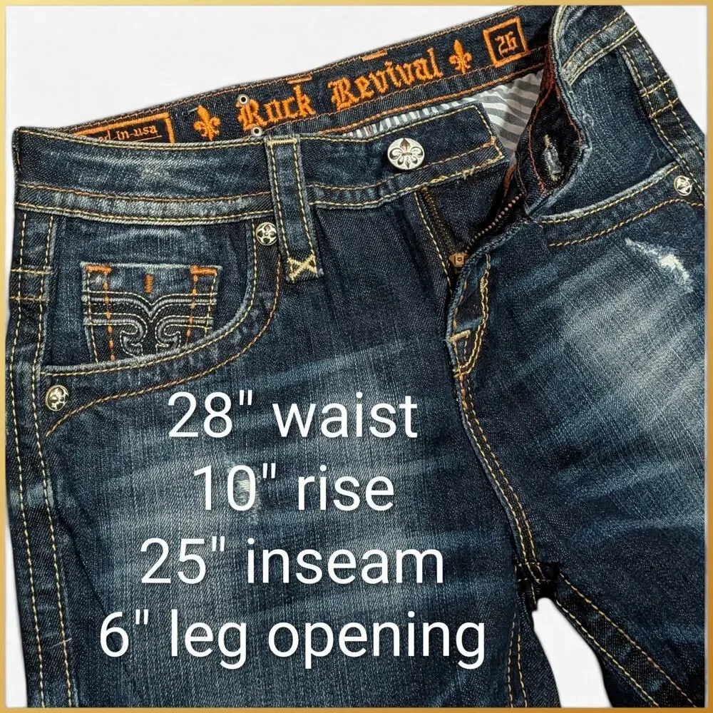 ROCK REVIVAL Capri Jeans Women's 26 Thick Stitch Indigo Distressed Denim Y2K